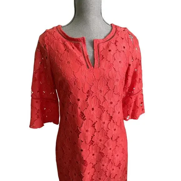 Jessica Howard Lace Coral Shift Dress A-line Women's Size 8P - Picture 3 of 11